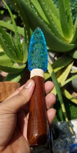 Hermosa Daga de Obsidiana Aqua Pulida y Atada a Mano, Piedra Preciosa Hecha a Mano, Regalo Wiccano, Figura de Mascota Premium, Elimina la Negatividad - Product Image 4