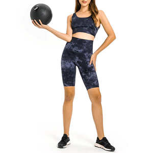 Ensemble de yoga pour femmes, taille plus, haut court, short de course taille mi-haute, sans couture, écologique, séchage rapide, respirant, léger - Product Image 5