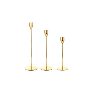 Elegant Metal <b>Taper</b> <b>Candle</b> Holder in Brass Gold Silver Bulk Tabletop Candlestick Lanterns for Christmas and Easter Occasions - Product Image 5