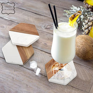 Eco-Friendly <b>Ceramic</b> <b>Coasters</b> Set Classic Wooden & Stone Design for Home Decor - Product Image 4