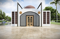 Pièce d'art religieux islamique en marbre blanc, détails sculptés à la main pour l'extérieur de mosquée, design moderne, durable, taille personnalisable, projet