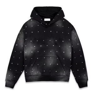 Sweat à capuche Up-Felt-Impex Premium pour homme, délavé à l'acide, effet soleil, 100% coton, molleton épais, logo en strass, style vintage, pour l'hiver - Product Image 4