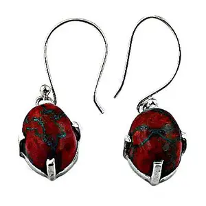 Pendientes de Piedra de Jaspe Rojo para Mujer, Estilo Vintage, Plateados, para Uso Diario, con Corte Esmeralda, Diamante, Granate, Topacio, Amatista como Piedras Principales - Product Image 3