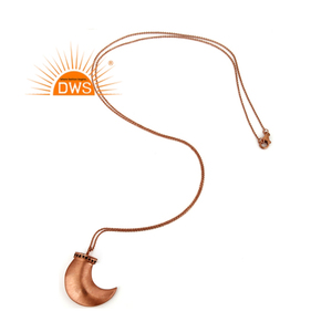 Meilleure vente collier pendentif en forme de corne en quartz fumé plaqué or rose en argent sterling Fabricant de bijoux fins Demi - Product Image 1