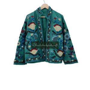 Venta al por mayor Uzbek Suzani algodón TNT tela bordado a mano Unisex fiesta desgaste chaqueta mujer abrigo Chaqueta corta - Product Image 1