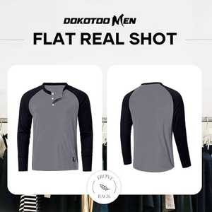 Chemise Henley à manches longues en coton coupe ajustée pour hommes, élégante et confortable pour le travail et les vêtements décontractés - Product Image 6