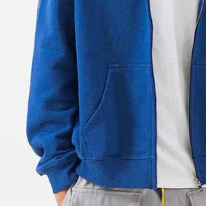 Sudadera con capucha de algodón con cremallera 450GSM para hombre, ropa de calle de peso pesado, logotipo personalizado, Sudadera con capucha informal de gran tamaño con cremallera gruesa - Product Image 6