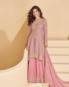 Tenue de soirée exclusive au dernier look élégant en Georgette avec broderie Costume Salwar Fournisseur mondial - Product Image 5