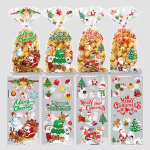 Bolsas de plástico transparente para copos de nieve de invierno para fiestas navideñas para dulces y galletas, cinta para embalaje de celofán navideño - Product Image 2