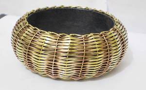 Handmade Natural Rattan Wicker Wrapped Copper Bangle For Women Luxury Handwoven Ethnic <b>Bracelet</b> <b>Boho</b> Chic Statement Metal Craft - Product Image 4