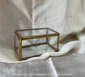 Boîte à bijoux en verre décoré en laiton de haute qualité Logo personnalisable mallette de rangement en métal avec emballage en Carton - Product Image 4