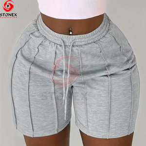 Shorts en molleton respirant pour femmes grandes tailles, haute qualité, 100% coton, taille élastique, décontractés, personnalisables - Product Image 1