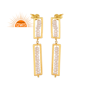 ขายดี925เงินสเตอร์ลิง18K ชุบทอง18K ต่างหูประดับลูกปัดลูกปัดมุกธรรมชาติเครื่องประดับดีเครื่องประดับสำหรับผู้หญิงของขวัญสำหรับผู้หญิง - Product Image 1