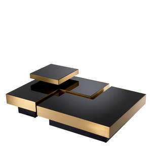 Nio Set 4 <b>Nesting</b> Coffee Tea <b>Tables</b> Convertible Contemporary Living Room Furniture Durable Brass Sintered Stone Metal <b>Nesting</b> - Product Image 3