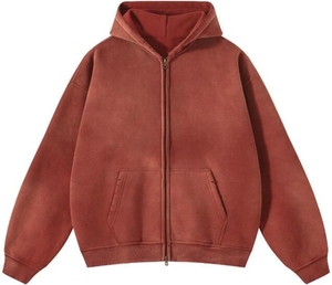 Sudadera con capucha lavada con ácido de gran tamaño para hombre, Jersey de algodón de estilo vintage, ropa de calle, sudadera con efecto lavado, uso informal - Product Image 3