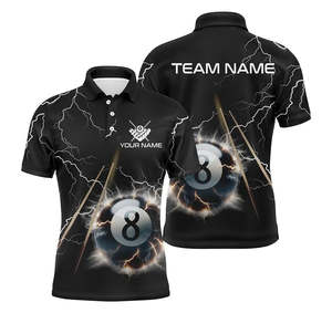 Polo reversible para hombre con diseño de sublimación, ropa deportiva de alta calidad para jugar al billar y al billar de 8 bolas - Product Image 6