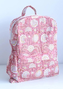 Mochila acolchada de algodón con estampado de tamaño personalizado Floral indio, mochila escolar de viaje Vintage con cremallera, mochila de algodón personalizada - Product Image 4