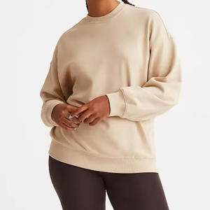 Sudaderas extragrandes de alta calidad para mujer, Sudaderas con cuello redondo, ropa informal con logotipo personalizado, sudaderas bordadas con estampado sólido - Product Image 4