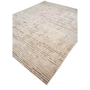 Tapis en laine noué à la main Aiws-3010, motif abstrait rectangulaire bleu rayé, idéal pour entrée, chambre, couloir, 9x12 po, pour la maison - Product Image 2
