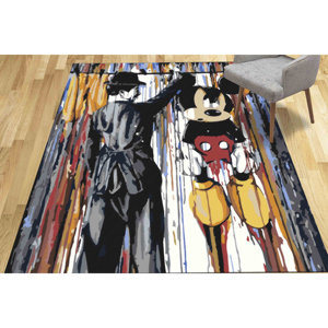 Alfombra de Charlie Chaplin y Mickey Mouse: Arte de Graffiti Colorido, con Pelo Suave - Product Image 5