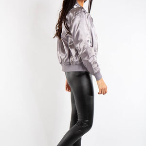 Blouson d'aviateur vintage unique en satin pour femmes meilleur vendeur blouson d'aviateur en satin zippé pour femmes avec votre logo - Product Image 6