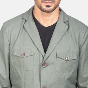 Veste Safari Vintage pour Homme GLOBAL LEATHER Coupe-Vent Respirante à Col Cranté avec Quatre Poches Doublure Polyester Automne - Product Image 5