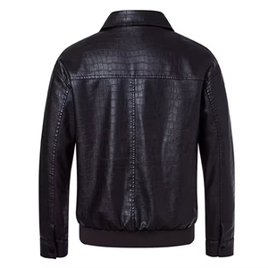 OEM Custom Made Men's Classic <b>Leather</b> <b>Jacket</b>-High Quality Durable Stand Collar Front Logo Embossed Windproof Eco-Friendly - Product Image 6