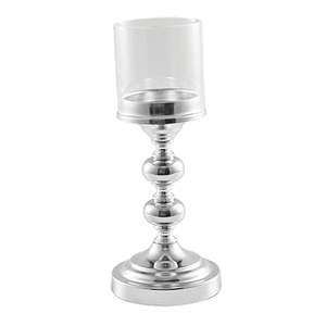Bougeoir de pilier d'ouragans de cylindre en métal argenté avec le verre démontable pour la décoration de table de fêtes de mariage de Noël - Product Image 3