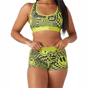 Conjunto de Yoga de Verano para Mujer Tallas Grandes, Diseño Superior, Transpirable, de 2 Piezas: Top Corto y Pantalones Cortos Ajustados con Cintura Elástica, Secado Rápido, Color Liso en la Parte Delantera - Product Image 1