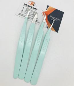 Professional <b>Mint</b>-Colored Stainless Steel Eyelash Extension Tweezers Custom Engraved Logo Star Printed Pointed Tip Sustainable - Product Image 5