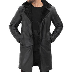 Abrigo de Cuero Premium para Hombre, Diseño Largo y Cómodo, Perfecto para el Uso Diario en Invierno, Moda Urbana - Product Image 4