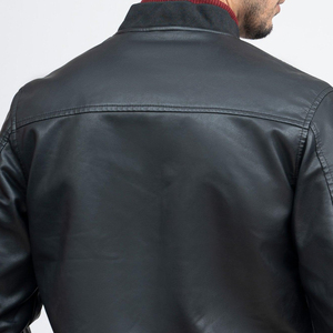Chaqueta de Cuero Personalizable al por Mayor, Negra, de Manga Larga, con Ribete de PU, 100% de Alta Calidad, Corte Ajustado Regular, Informal, para Invierno - Product Image 5