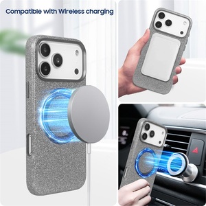 เคสโทรศัพท์หนัง PU สีเงินวิบวับ พร้อมแม่เหล็กและขาตั้งหมุนได้ 360 องศา สำหรับ iPhone 15 16 17 18 Pro Max - Product Image 3