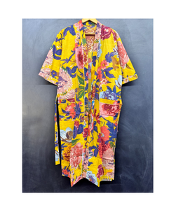 Vêtements de plage Robe Kimono en coton longueur plancher pour femmes Robe de nuit écologique surdimensionnée Peignoir Cadeau de Noël - Product Image 1