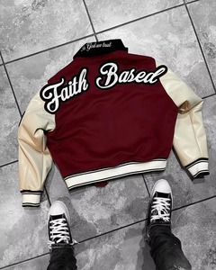 Blouson Homme en Cuir Double Couche Style Letterman, Coupe-Vent Printemps, Fermeture Éclair, Logo Brodé Personnalisé, Motif Tête de Mort - Product Image 6