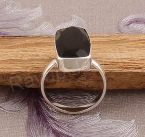 925 Sterling Silver <b>Fine</b> <b>Ring</b> Natural Black Onyx 10x14mm Octagon Shape Bezel Setting Handmade Gift Jewelry For Wedding Gift - Product Image 4
