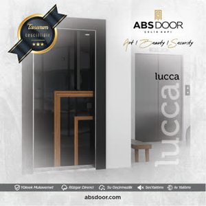 Absdoor Lucca hiện đại nội thất thép an ninh cửa chống trộm Hướng dẫn sử dụng lá sáng bóng cho căn hộ lối vào nhà máy trực tiếp giá - Product Image 4