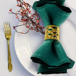 Gold <b>Napkin</b> Ring With Metal Flower Personalized Wedding Birthday <b>Easter</b> Thanksgiving Dinner Holiday - Product Image 5