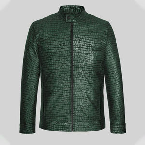 แจ็กเก็ตหนังเนื้อหนังสีเขียวเมทัลลิกประกายแวววาวสวมใส่สบายมีซิปด้านหน้าหนังสังเคราะห์นุ่มทนทานสวมใส่ได้ทุกวันโดยกีฬา zimvi - Product Image 1
