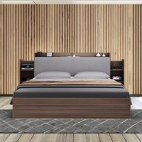 Cadre de lit en bois moderne et simple, lit double de 1,5 mètre avec grand rangement, panneau de lit simple de 1,8 mètre pour chambre principale, style bois