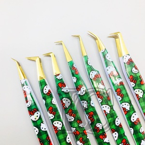 แหนบต่อขนตาพิมพ์กระดาษ Hello Kitty พร้อมปลายสีทองแหนบสแตนเลสทนทาน - Product Image 2