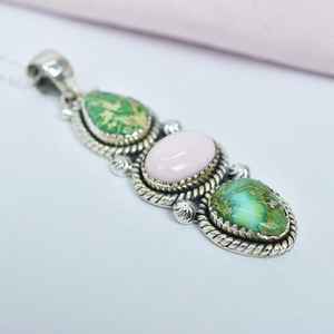 Collar con colgante de oruga de plata esterlina turquesa dorado Sonoran hecho a mano, cadena ajustable de 18 pulgadas - Product Image 6