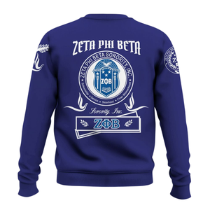 Sweat-shirt à col rond bleu Zeta Phi Beta Sorority Greek 1920 pour femme, pull brodé - Product Image 5