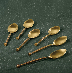 Juegos de Cubiertos de Latón de Primera Calidad con Mango Simple Estilo Antiguo, Pulido Espejo, Cucharas Ecológicas para Helado y Postre para Regalos - Product Image 5