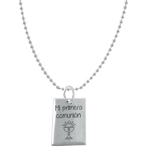 Gargantilla geométrica de oro de 14 quilates con esmeralda de diamante perla de agua dulce y chapado en rodio de circón para la primera comunión de moda - Product Image 1