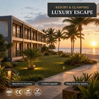 Cabane de luxe pour complexe hôtelier de golf, chalet modulaire préfabriqué pour séjour au club de campagne et vacances avec vue sur le fairway