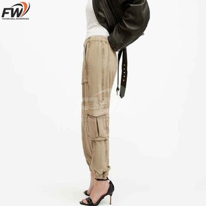 กางเกงคาร์โก้ลำลองสีเขียวมะกอกสำหรับผู้ชาย ทรงขาบาน เอวสูง/กลาง กางเกงอเนกประสงค์ บริการ OEM กระเป๋าใช้งานได้จริง - Product Image 2