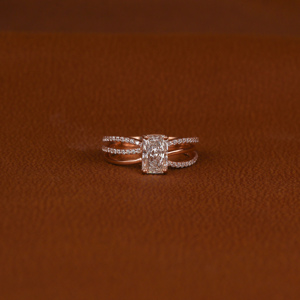 14KT แหวนหมั้นแบบแยกก้านชุบสีโรสโกลด์รัศมีที่ซ่อนอยู่พร้อมการตัดประกายเพชรของขวัญวันเกิดที่สมบูรณ์แบบสำหรับผู้หญิง - Product Image 1