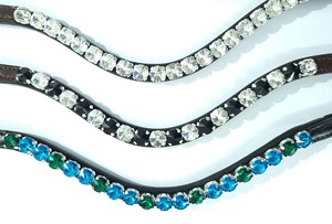 Haute qualité 10mm Rivoli cristal cheval sourcil bande de l'inde dos ouvert ruban collant boucle bride produit équestre - Product Image 2