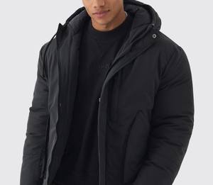 เสื้อแจ็กเก็ตแบบมีซิปบุนวมแนวสตรีทพร้อมกระดุมให้ความอบอุ่นเสื้อโค้ทแบบพองๆสำหรับผู้ชายผลิตในปากีสถาน - Product Image 1